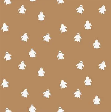 Cute ghost seamless pattern simple background. Funny Halloween paper design Stock Illustration
