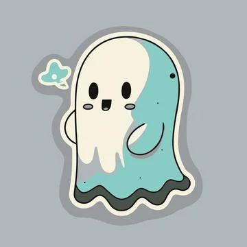 A cute ghost in a sheet is trying to scare Stock Illustration