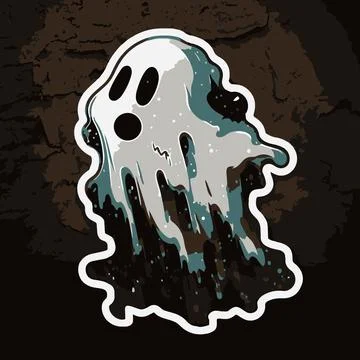 A cute ghost in a sheet is trying to scare Stock Illustration