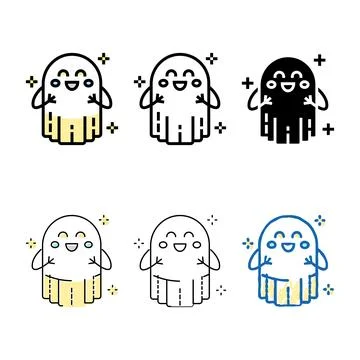 Cute ghost simplified color icon vector Illustrazione stock