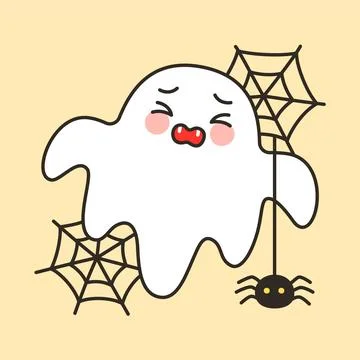 Cute ghost with spider web Halloween Stock Illustration