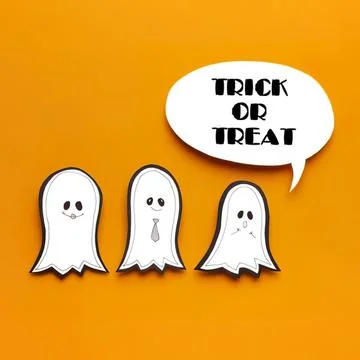 Cute ghost stickers with speech bubble halloween theme Stock Photos