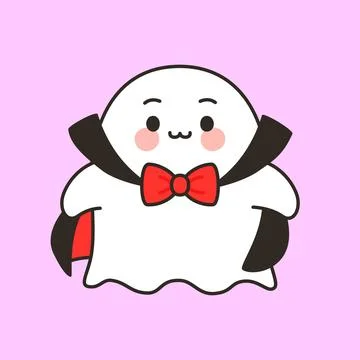 Cute ghost vampire with cape and bow tie Halloween Stock Illustration