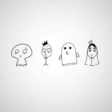 Cute ghost vector hand drawn Stock Illustration