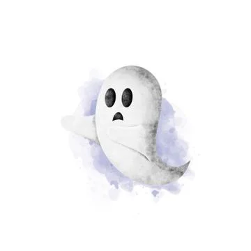 Cute ghost watercolor vector. special halloween. Stock Illustration