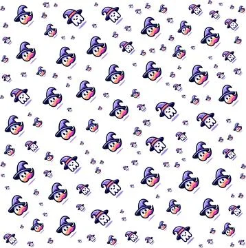 Cute ghost wearing a witch hat seamless pattern for halloween Stock Illustration