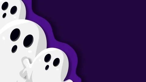 Cute Ghosts Cartoon Halloween Background Vector Illustration Layered Paper .. Stock Footage 345123264
