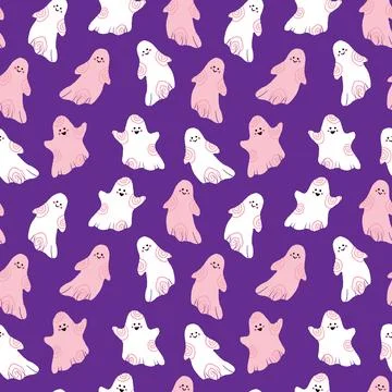 Cute ghosts Halloween vector pattern design illustration Illustrazione stock