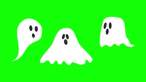 Cute Ghosts Hovering on Green Background Vidéo 141102176