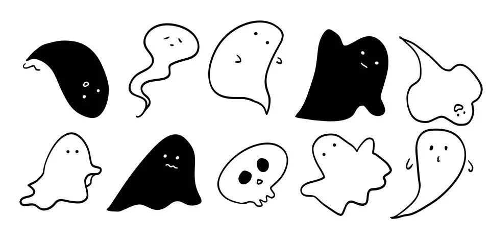 Cute Ghosts Illustration Set | Vector for Halloween and Fun Spooky Design Stock-Illustration