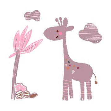 Cute giffafe wallpaper Stock Illustration
