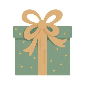 A cute gift box with a bow, flat cartoon vector illustration isolated on a .. Stock Illustration