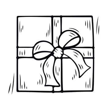 Cute gift box with ribbon bow. Gift box for birthday, New Year, Christmas Stock Illustration