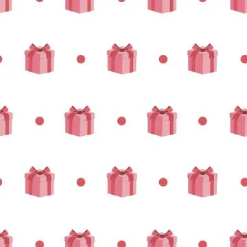 Cute Gift Box Seamless Pattern Vector Stock Illustration