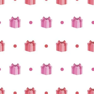 Cute Gift Box Seamless Pattern Vector Stock Illustration