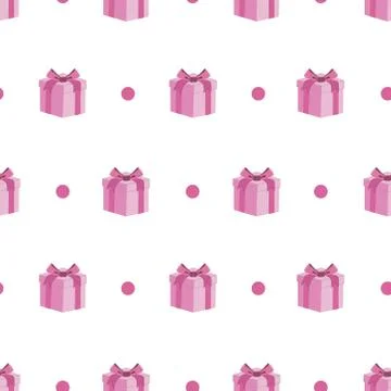 Cute Gift Box Seamless Pattern Vector Stock Illustration