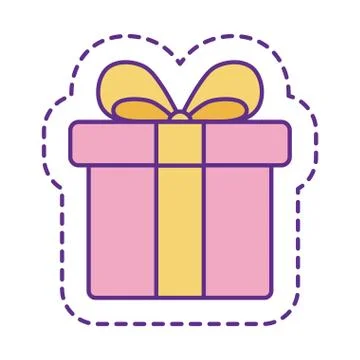 Cute gift patch line and fill style icon vector design Illustrazione stock