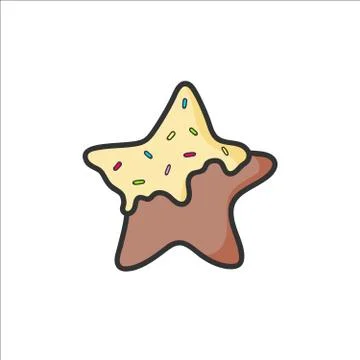 Cute ginger bread star drawing. Vector isolated. Illustration. Stock Illustration
