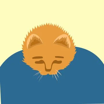 Cute ginger cat feeling sad and guilty. Student. Stock Illustration