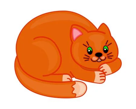 Cute ginger cat lying down - vector full color picture Kitten, children's simple Illustrazione stock
