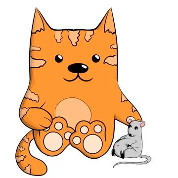 Cute ginger cat with mouse. Illustrazione stock