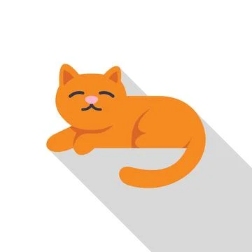 Cute ginger cat relaxing, lying down with eyes closed Illustrazione stock