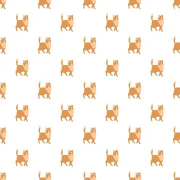 Cute ginger cat repeating pattern on white background Stock Illustration