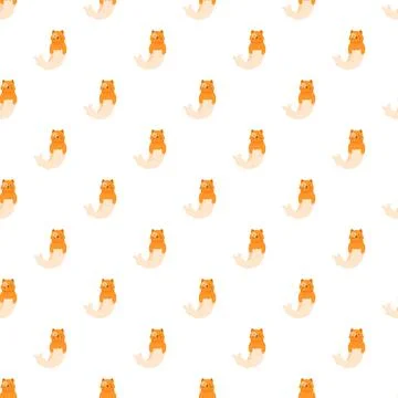 Cute ginger cat shrimp character seamless pattern Stock Illustration