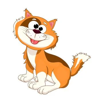 Cute ginger cat sits and smiles Illustrazione stock