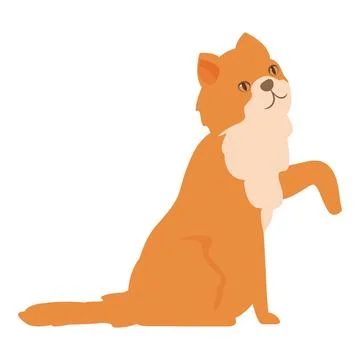 Cute ginger cat sitting and raising paw Stock Illustration