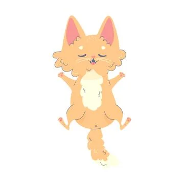 Cute ginger cat sleeping, nap , vector illustration Stock Illustration