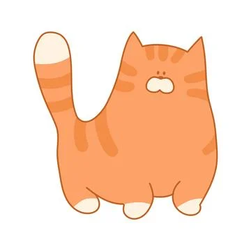 Cute ginger cat vector illustration. This funny chubby orange tabby cartoon c Stock Illustration