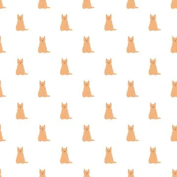 Cute ginger cats sitting in repeating pattern Stock Illustration