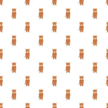 Cute ginger kitten repeating seamless pattern background 스톡 일러스트