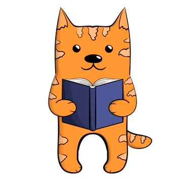 Cute ginger reading cat 2. Illustrazione stock