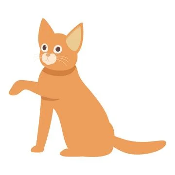 Cute ginger tabby cat sitting and raising paw on white background Stock Illustration