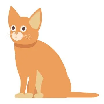 Cute ginger tabby cat sitting peacefully on white background Stock Illustration