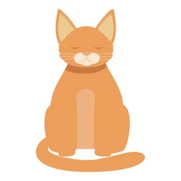 Cute ginger tabby cat sitting with closed eyes, calm and relaxed Stock Illustration