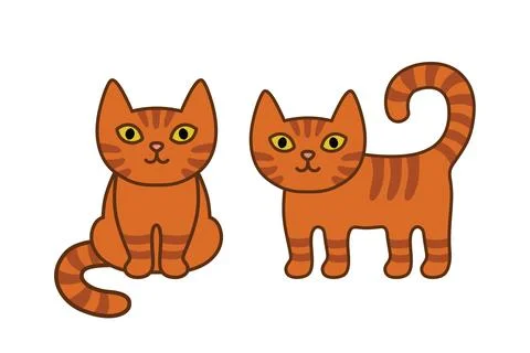 Cute ginger tabby cats set icon simple cartoon style vector illustration animal Illustrazione stock