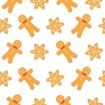 A cute gingerbread cookies seamless pattern art 스톡 일러스트