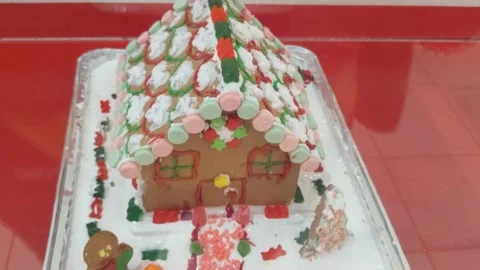 Cute Gingerbread House Closeup View Stock Footage 151495020