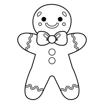 Cute gingerbread man. Coloring page. Vector illustration イラスト素材