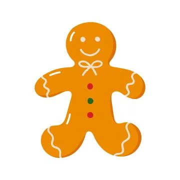 Cute gingerbread man cookie christmas vector illustration Stock Illustration