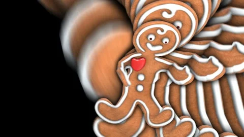 Cute Gingerbread man dancing salsa with echo effect. Seamless funny Christmas Stock Footage 325074090