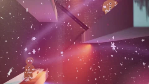 Cute Gingerbread mans dancing with disco lights for christmas holiday animat Stock Footage 249559639