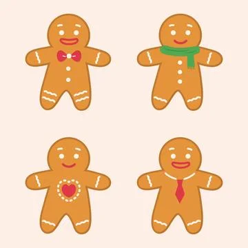 Cute gingerbreadman set Stock Illustration