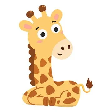 Cute Giraffe Character Sitting Down Stock Illustration