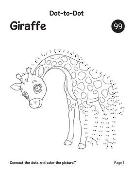 Cute Giraffe Dot To Dot Worksheet For Kids Learning Numbers And Fun Animal .. 스톡 일러스트