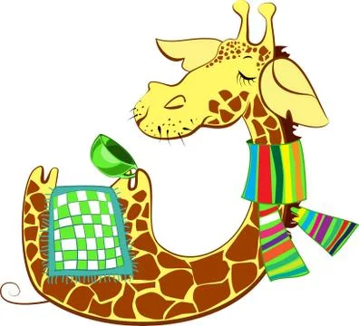 Cute giraffe got flue Stock Illustration