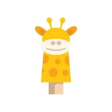 Cute giraffe hand puppet smiling isolated on white background Stock Illustration